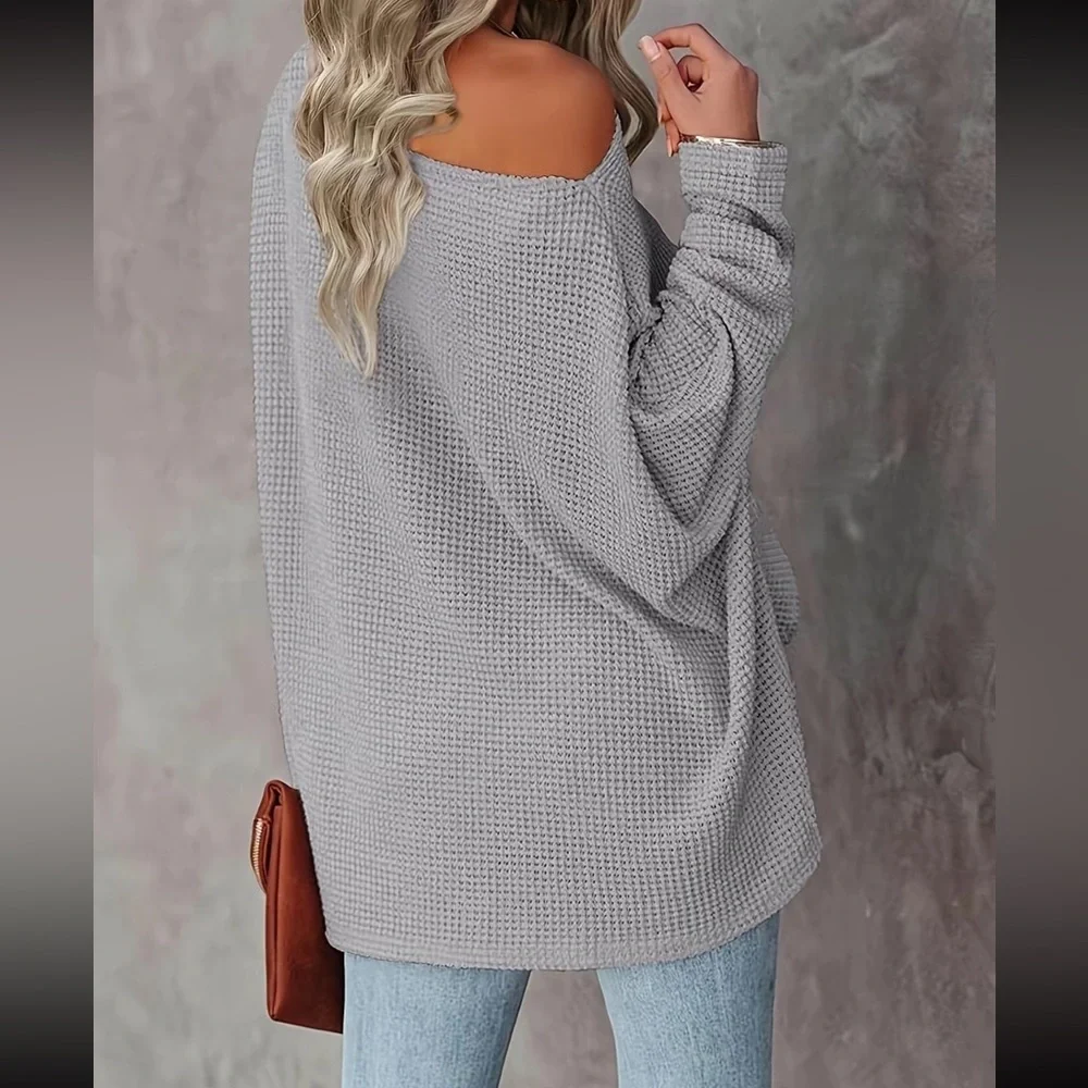 🔥NWOT Batwing Wide Boatneck Off Shoulder Dolman Long Sleeve Medium Knit Top - Picture 2 of 16